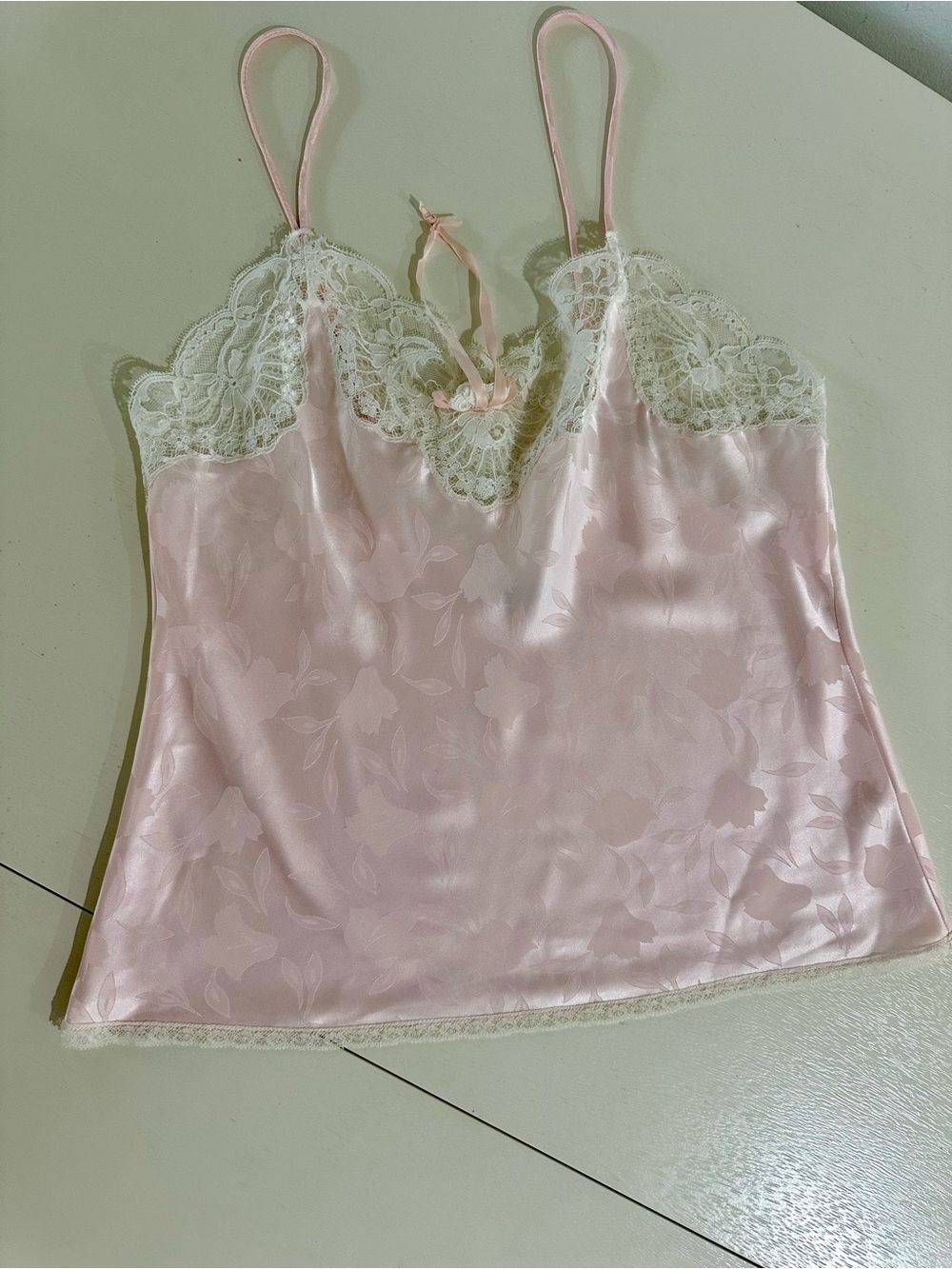 Christian Dior Pink Lace Trim Satin Camisole - Picture 9 of 10